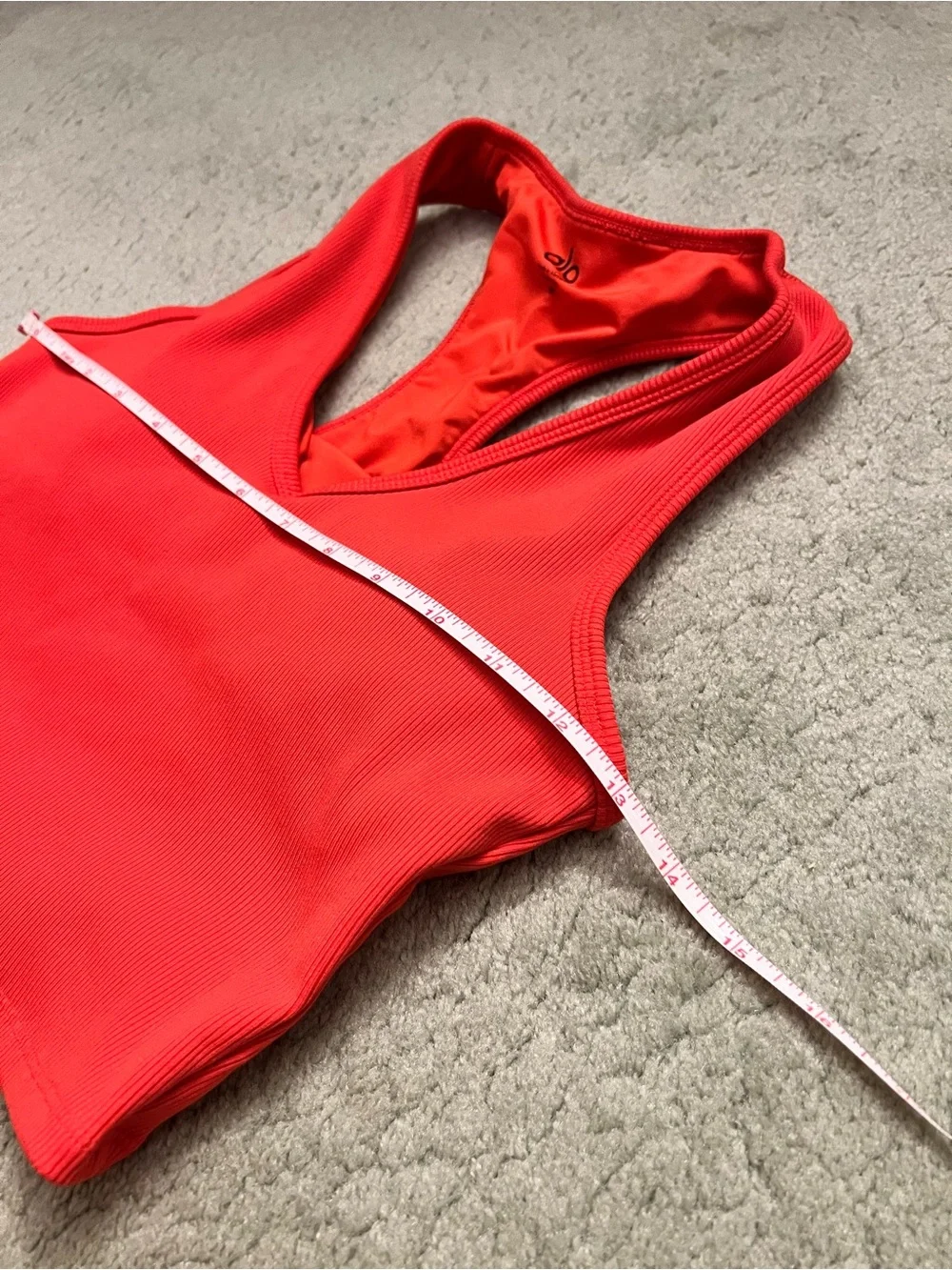 ALO Yoga Goddess Rib Crop Tank - Coral Red